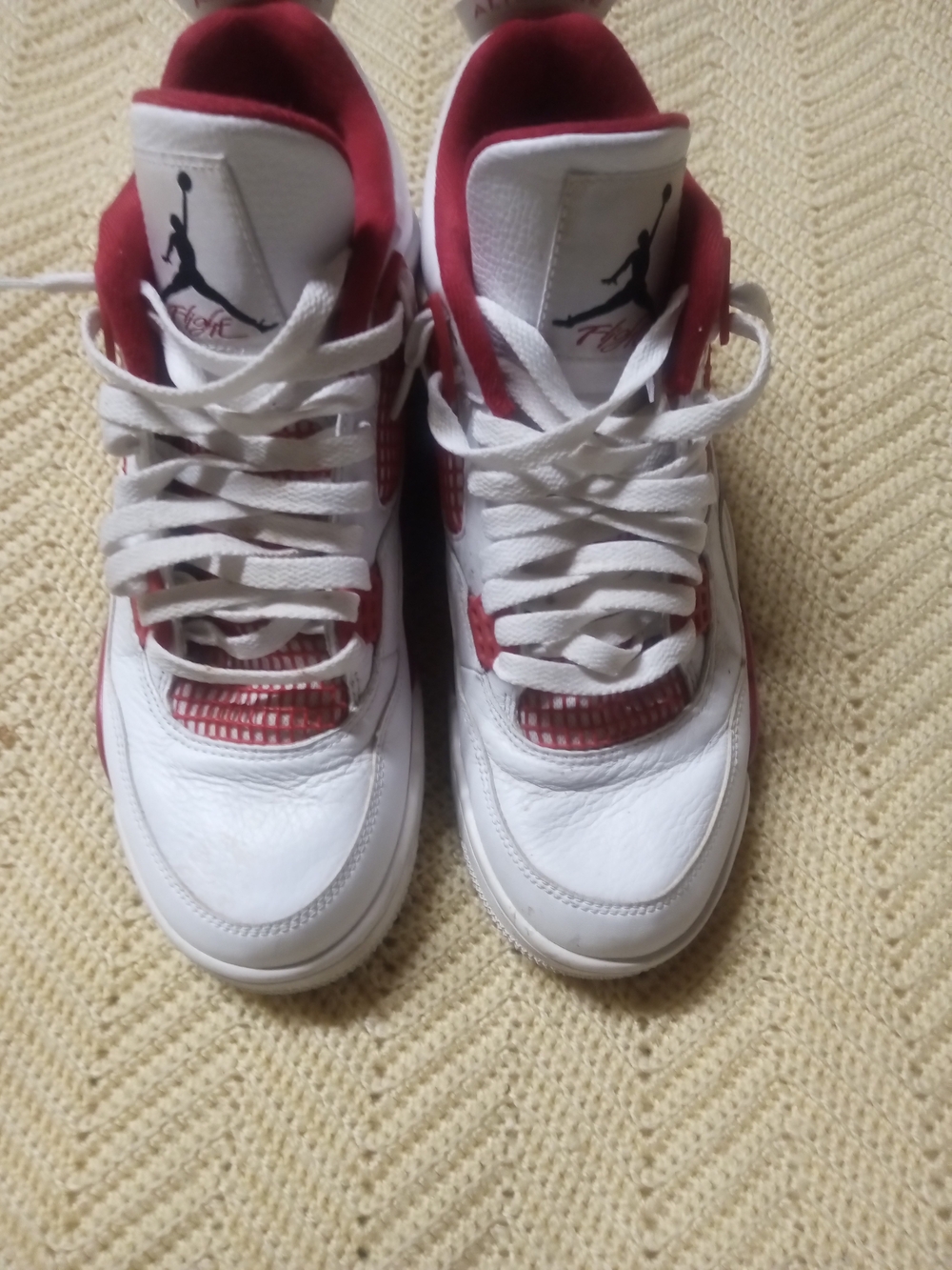 Jordan Men’s Sneakers - White and Red Retro Design